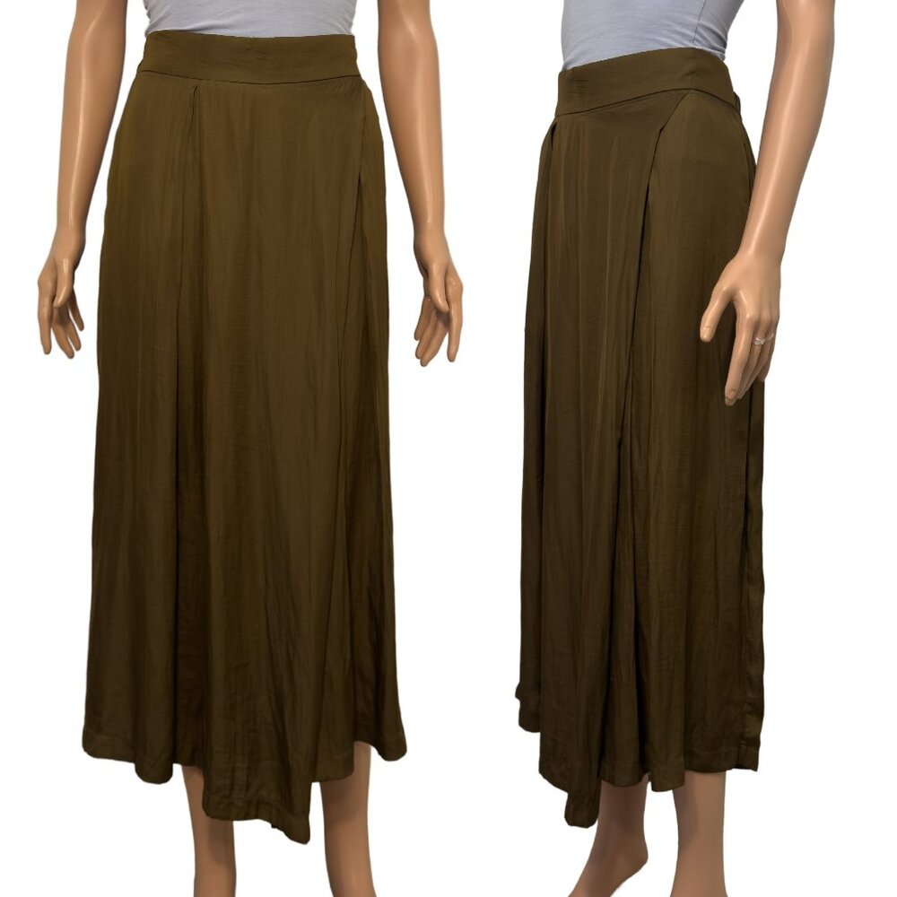 grade & gather Flowy Wide-Leg Pants Half-Elastic Waistband Size Medium